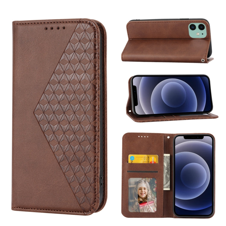 Cubic Grid Calf Texture Magnetic Closure Leather Phone Case, For iPhone 12 mini, For iPhone 12 / 12 Pro, For iPhone 12 Pro Max, For iPhone 11