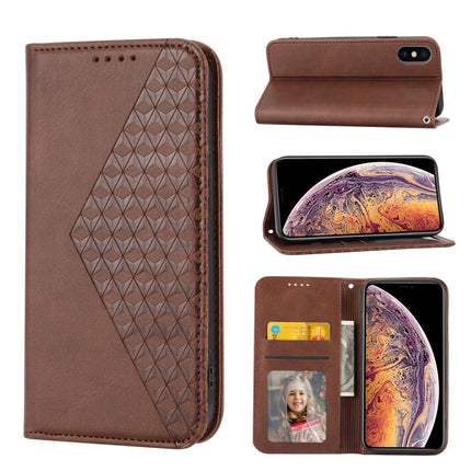 Cubic Grid Calf Texture Magnetic Closure Leather Phone Case, For iPhone 11 Pro, For iPhone 11 Pro Max, For iPhone X / XS, For iPhone XR