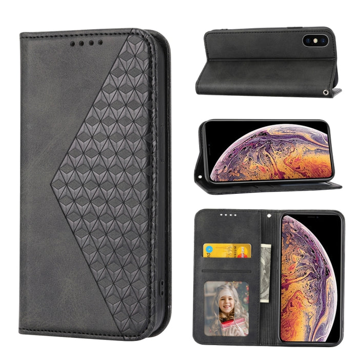 Cubic Grid Calf Texture Magnetic Closure Leather Phone Case, For iPhone XS Max, For iPhone SE 2022 / SE 2020 / 7 / 8, For iPhone 7 Plus / 8 Plus
