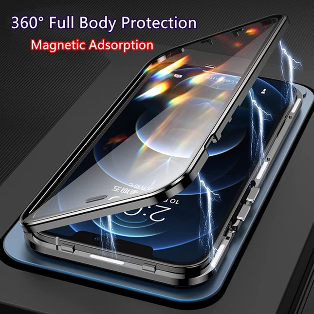 Dual-Lock Anti-peeping Glass 360 Full Body Frosted Magnetic Phone Case