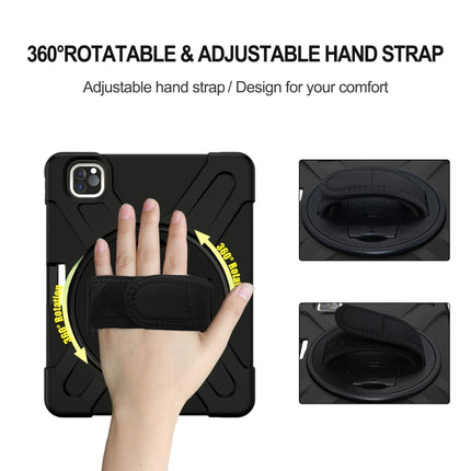 For iPad Pro 12.9 (2020) 360 Degree Rotation Silicone Protective Cover with Holder & Hand Strap & Long Strap & Pencil Slot