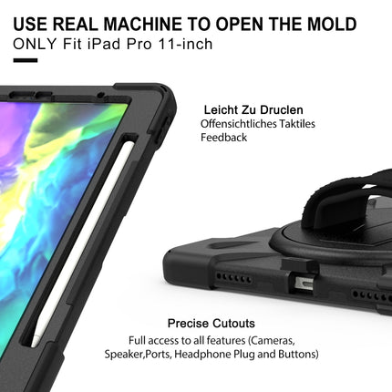 For iPad Pro 12.9 (2020) 360 Degree Rotation Silicone Protective Cover with Holder & Hand Strap & Long Strap & Pencil Slot