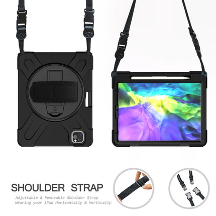 For iPad Pro 12.9 (2020) 360 Degree Rotation Silicone Protective Cover with Holder & Hand Strap & Long Strap & Pencil Slot