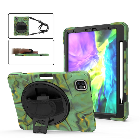 Funda protectora de silicona con rotación de 360 ​​grados para iPad Pro 12.9 (2020), con soporte, correa de mano, correa larga y ranura para lápiz, para iPad Pro 12.9 2020/2018, para iPad Pro 12.9 2022/2020/2021/2018