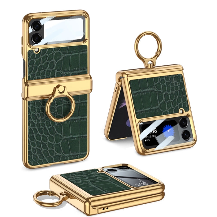 GKK Integrated Plating + Leather Flip Phone Case, For Samsung Galaxy Z Flip4
