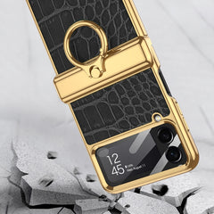 GKK Integrated Plating + Leather Flip Phone Case, For Samsung Galaxy Z Flip4