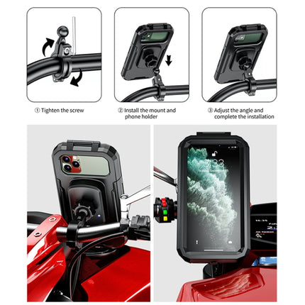 Motorcycle / Bicycle Handlebar Wireless Charging Waterproof Box Mobile Phone Holder