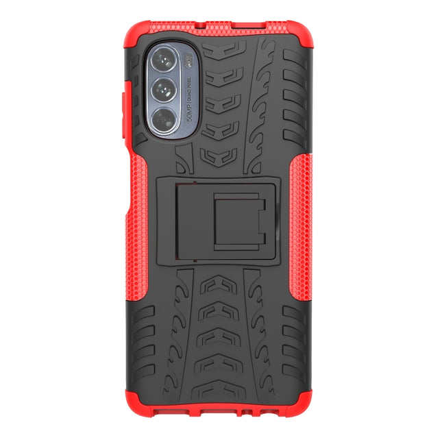 Tire Texture TPU + PC Phone Case with Holder, For Motorola Moto G62 5G