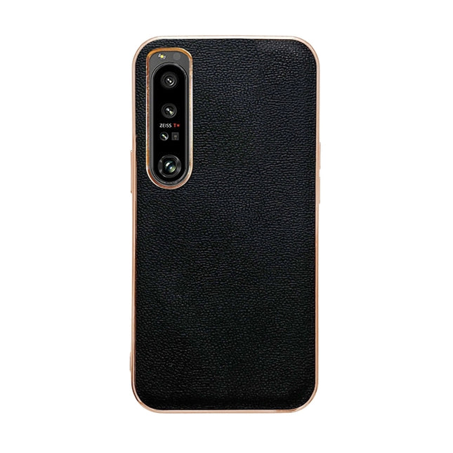 Genuine Leather Luolai Series Nano Plating Phone Case, For Sony Xperia 1 IV, For Sony Xperia 10 IV