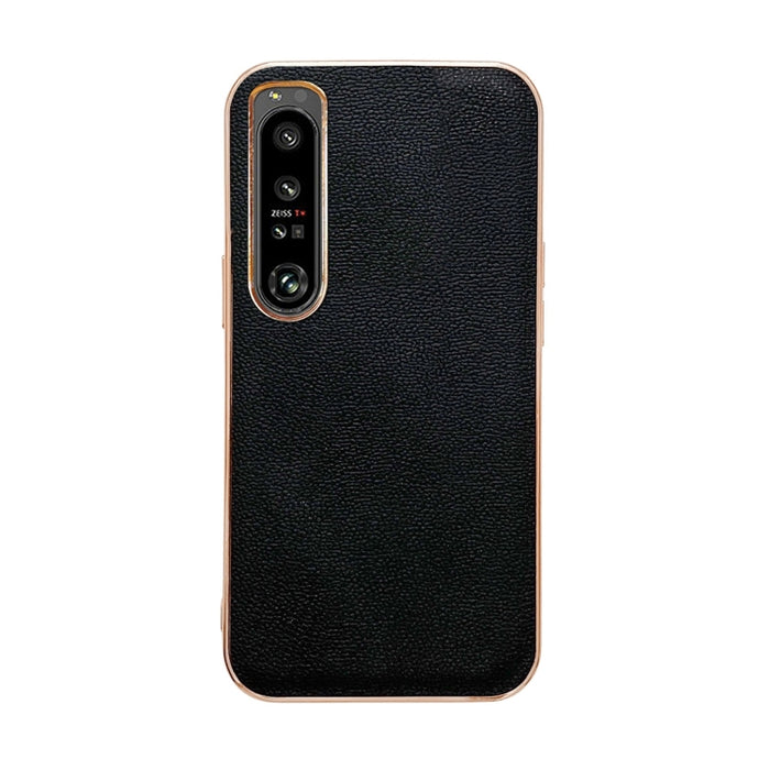Genuine Leather Luolai Series Nano Plating Phone Case, For Sony Xperia 1 IV, For Sony Xperia 10 IV
