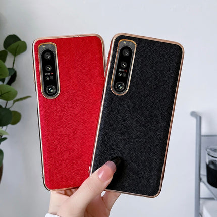 Genuine Leather Luolai Series Nano Plating Phone Case, For Sony Xperia 1 IV, For Sony Xperia 10 IV