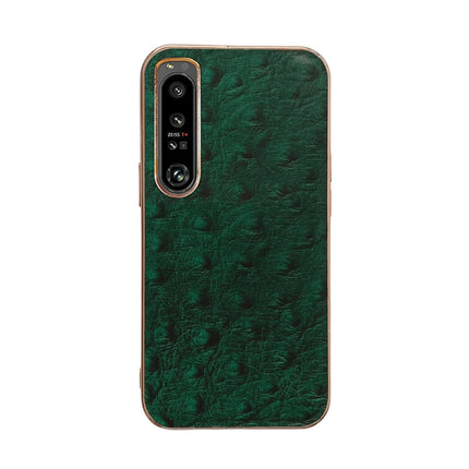 Genuine Leather Ostrich Texture Nano Plating Phone Case, For Sony Xperia 1 IV, For Sony Xperia 10 IV