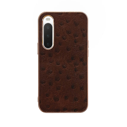 Genuine Leather Ostrich Texture Nano Plating Phone Case, For Sony Xperia 1 IV, For Sony Xperia 10 IV