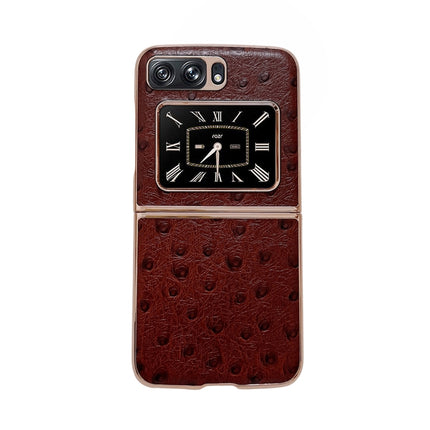 Genuine Leather Ostrich Texture Nano Plating Phone Case, For Sony Xperia 1 IV, For Sony Xperia 10 IV, For vivo X80 5G, For vivo X80 Pro 5G, For Xiaomi Mix Fold 2, For Motorola Moto Razr 2022
