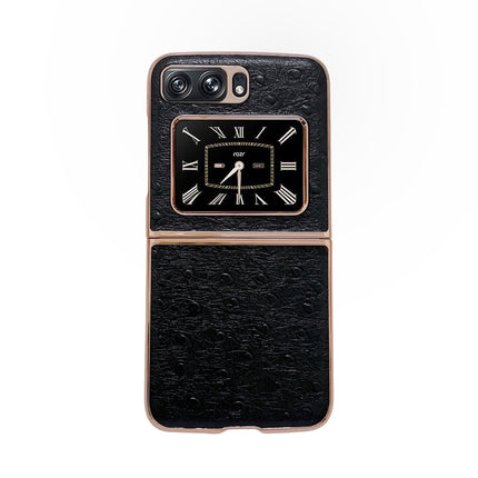 Genuine Leather Ostrich Texture Nano Plating Phone Case, For Sony Xperia 1 IV, For Sony Xperia 10 IV, For vivo X80 5G, For vivo X80 Pro 5G, For Xiaomi Mix Fold 2, For Motorola Moto Razr 2022