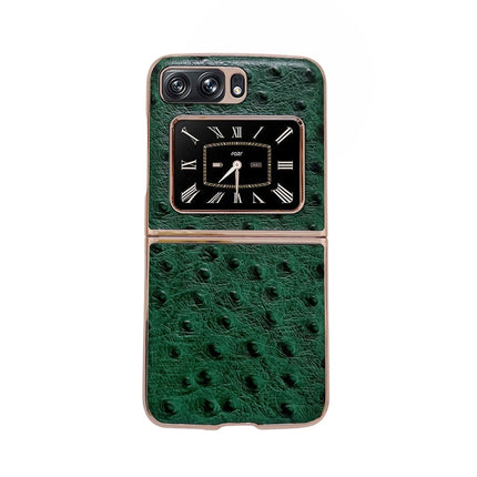 Genuine Leather Ostrich Texture Nano Plating Phone Case, For Sony Xperia 1 IV, For Sony Xperia 10 IV, For vivo X80 5G, For vivo X80 Pro 5G, For Xiaomi Mix Fold 2, For Motorola Moto Razr 2022