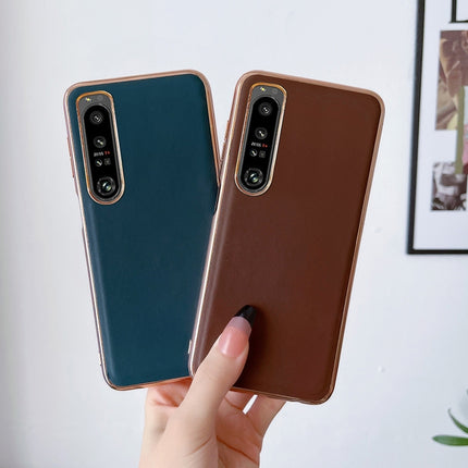 Genuine Leather Xiaoya Series Nano Plating Phone Case, For Sony Xperia 1 IV, For Sony Xperia 10 IV