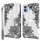 For Motorola Moto E22 / Moto E22i / Diagonal Black Flower