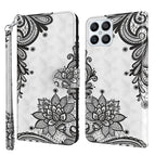 For Honor X8 4G / Diagonal Black Flower