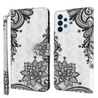For Samsung Galaxy A23E / Diagonal Black Flower