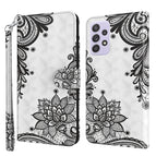 For Samsung Galaxy A04S / A13 / A13 5G / Diagonal Black Flower