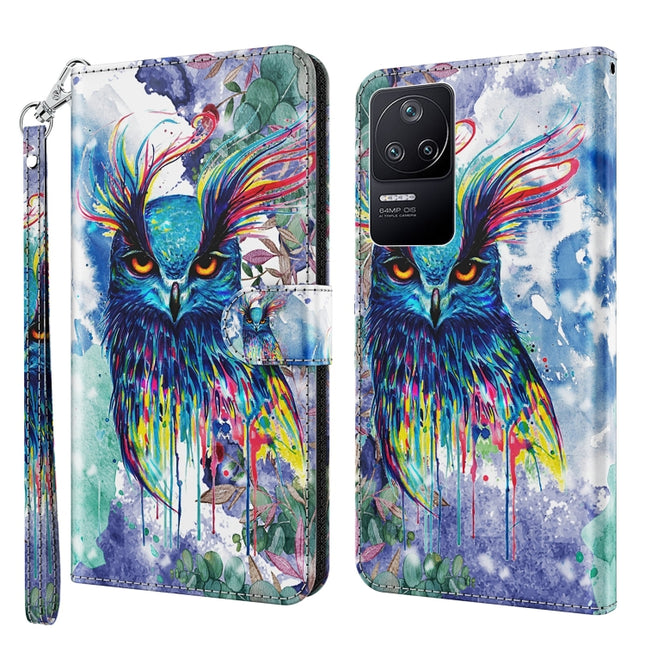 3D Painting Pattern TPU + PU Phone Case, For Xiaomi Poco F4, For Xiaomi Poco F4 GT