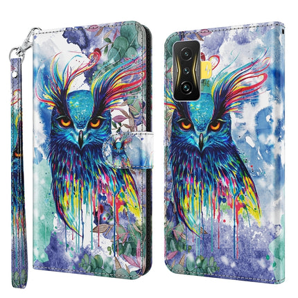 3D Painting Pattern TPU + PU Phone Case, For Xiaomi Poco F4, For Xiaomi Poco F4 GT