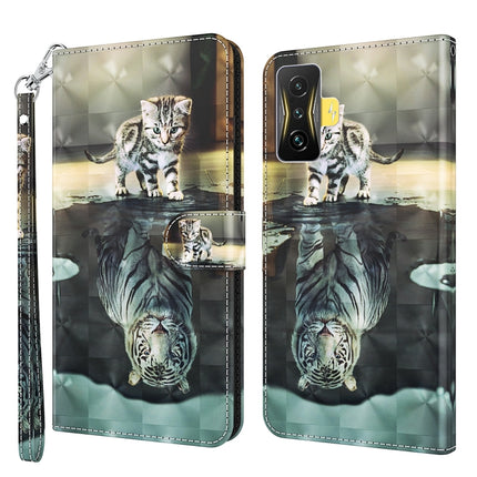 3D Painting Pattern TPU + PU Phone Case, For Xiaomi Poco F4, For Xiaomi Poco F4 GT