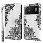 For Xiaomi Poco M5 / Diagonal Black Flower