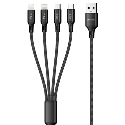 awei CL-129 4 in 1 USB to USB-C / Type-C to 8Pin to Micro USB Multi Charging Cable, CL-129