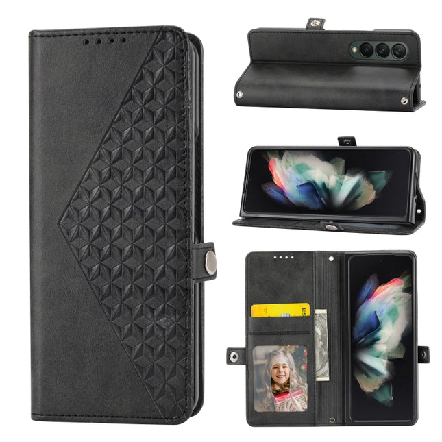 Cubic Grid Calf Texture Leather Phone Case, For Samsung Galaxy Z Fold4, For Samsung Galaxy Z Fold3 5G, For Samsung Galaxy Z Flip4, For Samsung Galaxy Z Flip3 5G