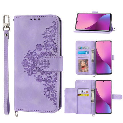Skin-feel Flowers Embossed Wallet Leather Phone Case, For Xiaomi 12 Ultra, For Xiaomi 12 / 12X, For Xiaomi 12T / 12T Pro / Redmi K50 Ultra, For Xiaomi 12 Pro, For Xiaomi 12 Lite