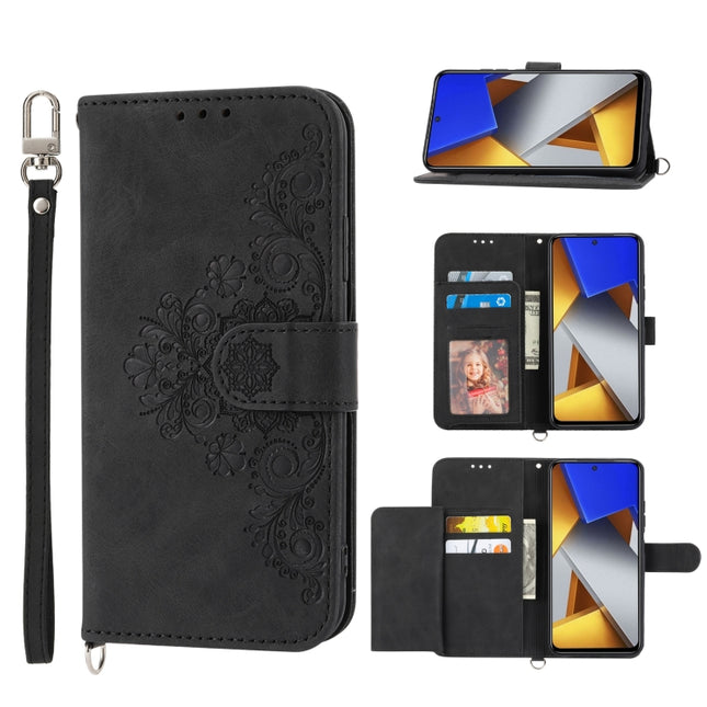 Skin-feel Flowers Embossed Wallet Leather Phone Case, For Xiaomi Poco M4 Pro 4G, For Xiaomi Poco X4 Pro 5G, For Xiaomi Mi 11T / 11T Pro
