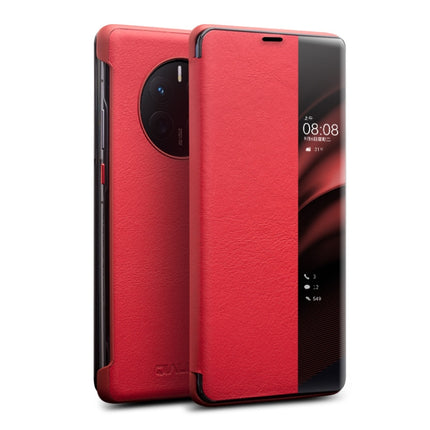 QIALINO Genuine Leather Side Window View Smart Phone Case, For Huawei Mate 50 Pro, For Huawei Mate 50, For Huawei P30, For Huawei P50, For Huawei P50 Pro