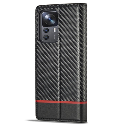 LC.IMEEKE Carbon Fiber Texture Flip Leather Phone Case, For Xiaomi 12T/12T Pro/Redmi K50 Ultra
