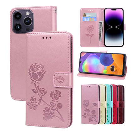 Rose Embossed Flip PU Leather Phone Case, For iPhone 14 Plus, For iPhone 14 Pro Max, For iPhone 14 Pro, For iPhone 14