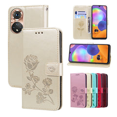 Rose Embossed Flip PU Leather Phone Case, For Honor X7/Play 30 Plus, For Samsung Galaxy M33 5G Global, For Samsung Galaxy M53, For Samsung Galaxy A73 5G
