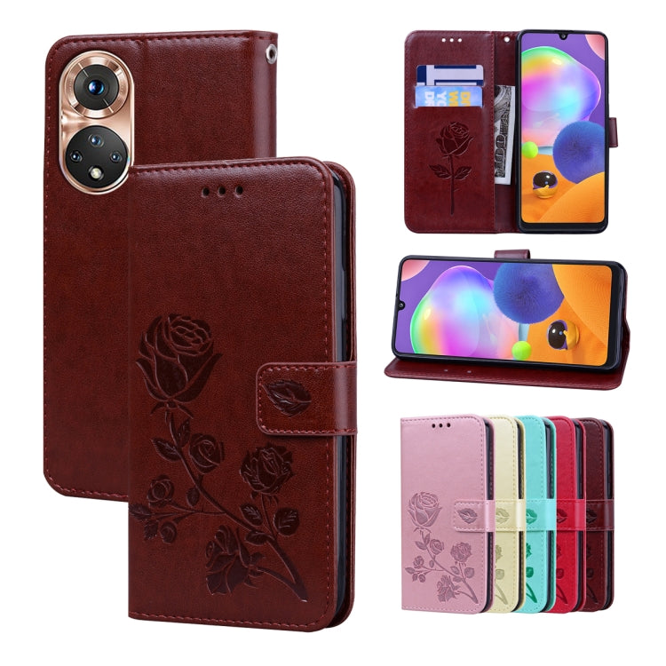 Rose Embossed Flip PU Leather Phone Case, For Honor X7/Play 30 Plus, For Samsung Galaxy M33 5G Global, For Samsung Galaxy M53, For Samsung Galaxy A73 5G