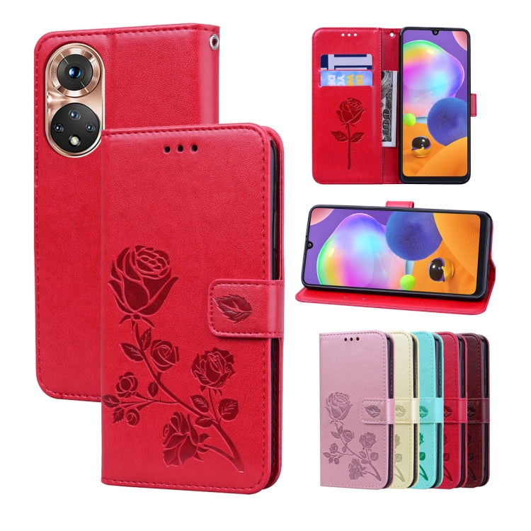 Rose Embossed Flip PU Leather Phone Case, For Honor X7/Play 30 Plus, For Samsung Galaxy M33 5G Global, For Samsung Galaxy M53, For Samsung Galaxy A73 5G