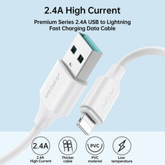 JOYROOM S-UL012A9 2.4A USB to 8 Pin Fast Charging Data Cable, 2m, 1m, 0.25m