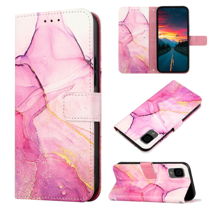 PT003 Marble Pattern Flip Leather Phone Case, For TCL 30Z T602DL, For TCL 303, For TCL 305i With Fingerprint, For TCL 30XL 2022, For TCL Stylus 5G