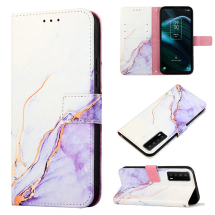 PT003 Marble Pattern Flip Leather Phone Case, For TCL 30Z T602DL, For TCL 303, For TCL 305i With Fingerprint, For TCL 30XL 2022, For TCL Stylus 5G
