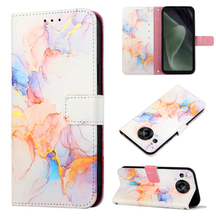 PT003 Marble Pattern Flip Leather Phone Case, For Sharp Aquos Sense7 SH-V48