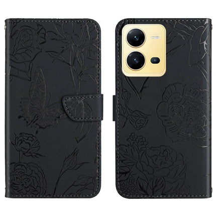 HT03 Skin Feel Butterfly Embossed Flip Leather Phone Case, For Sony Xperia 5 IV, For vivo X80 Lite/V25 5G, For Honor 70 Pro/70 Pro+, For Motorola Edge 30 Ultra/Moto X30 Pro