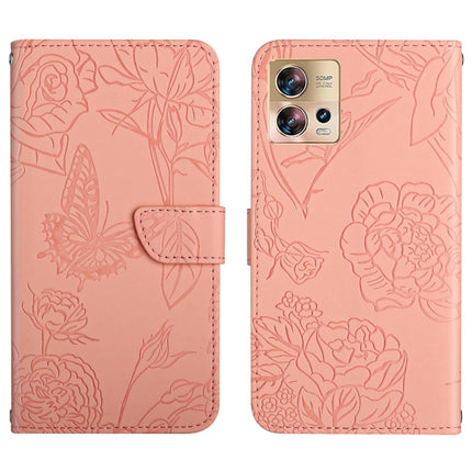 HT03 Skin Feel Butterfly Embossed Flip Leather Phone Case, For Motorola Edge 30 Fusion/Moto S30 Pro