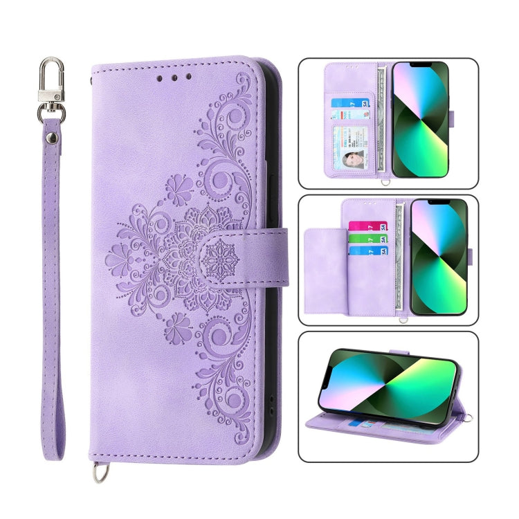 Skin-feel Flowers Embossed Wallet Leather Phone Case, For iPhone 11 Pro, For iPhone 11, For iPhone XS Max, For iPhone XS / X