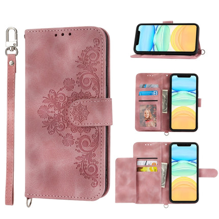 Skin-feel Flowers Embossed Wallet Leather Phone Case, For iPhone 11 Pro, For iPhone 11, For iPhone XS Max, For iPhone XS / X