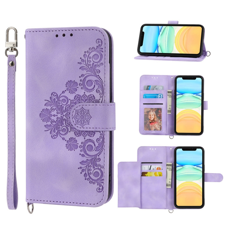 Skin-feel Flowers Embossed Wallet Leather Phone Case, For iPhone 11 Pro, For iPhone 11, For iPhone XS Max, For iPhone XS / X