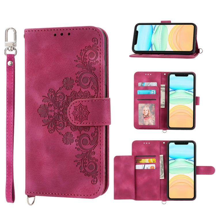 Skin-feel Flowers Embossed Wallet Leather Phone Case, For iPhone 11 Pro, For iPhone 11, For iPhone XS Max, For iPhone XS / X