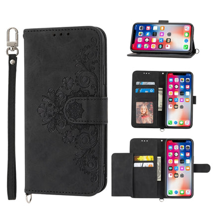 Skin-feel Flowers Embossed Wallet Leather Phone Case, For iPhone 11 Pro, For iPhone 11, For iPhone XS Max, For iPhone XS / X